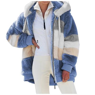 China 2021 New Fashion Anti-wrinkle Winter Fleece Zipper String Thick Warm High Quality Women's Fleece Jacket Loose Colorful Hoodie for sale