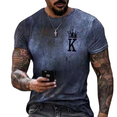 China Anti-wrinkle Summer Fashion Crown K Print Cotton Crewneck T-shirt Short Sleeve Men Bottoming Shirt for sale