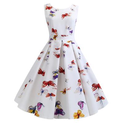 China Instyle 2021 Summer Flower Print Maxi Dress Sleeveless Dress Women Summer Breathable Retro O-Neck Dress for sale