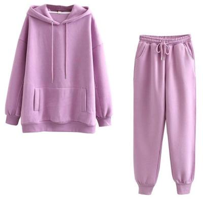 China 2020 Suit 2020 Autumn Winter Women 100% cotton fleece waterproof thick hoodies 2 piece sets sweatshirt hoodies and pant suits for sale