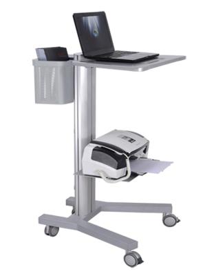 China Hospital Trolley All In One Adjustable Height Hospital Industrial Medical Workstation Mobile Laptop Cart Rolling Cart for sale