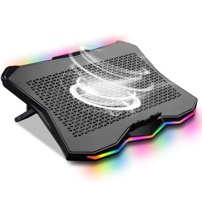 China With Stable RGB Gaming Laptop Cooler With Adjustable RGB Size With 2 USB Hub With Fan Laptop Cooling Pad for sale