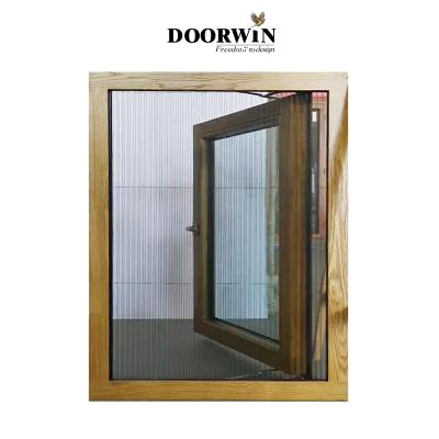 China Exterior Aluminum Cladding Newest Design Glass Commercial Wood Window Swing Out Push Casement Window With Retractable Fly Screen for sale