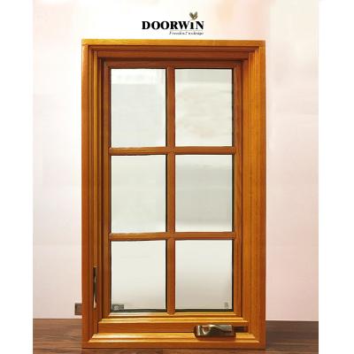 China Swing Best Seller Double Glazed Safety Glasses Frame Crank Casement Fully Tempered Natural Wood Window for sale