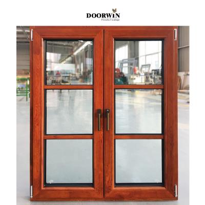 China Modern Luxury Wood French Casement Style Swing Villa Aluminum Windows Windows Doors with Grill Design for Bedrooms for sale