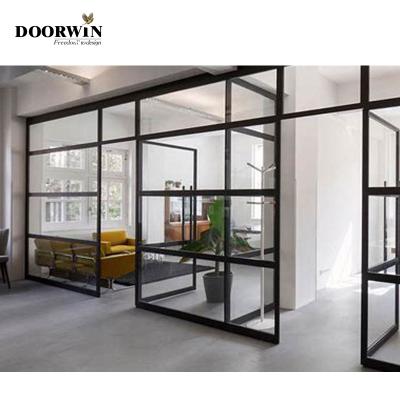 China Doorwin Modern Minimalism High Quality And Best Price Soundproof Double Glazed French Doors And Grilles Windows for sale