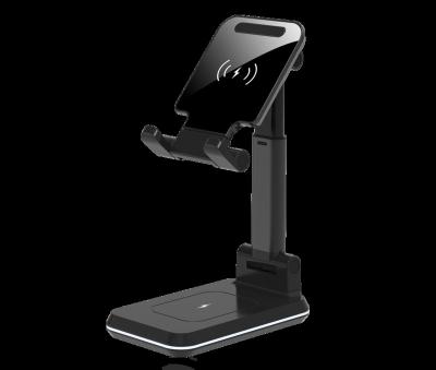 China Adjustable 2 in 1 Standard Fast Charger Phone Stand 15w Wireless Charging Mobile Phone Holder for sale