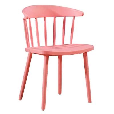 China Affordable Modern Pink Plastic Restaurant Dining Chair With Plastic Leg for sale