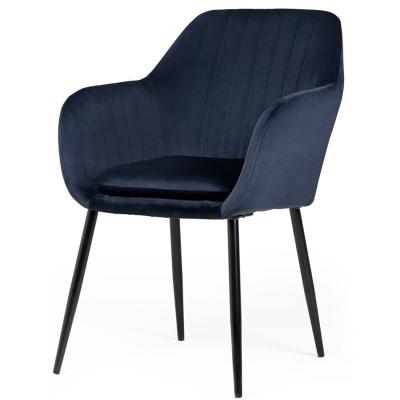 China Affordable Modern Hot Sale Dark Blue Upholstered Dining Chairs With Cushion for sale