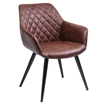 China Affordable Retro Metal Leg Comfortable Upholstered Leather Fabric Dining Chairs for sale