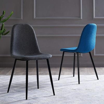 China Affordable Modern Cheap Fabric Side Dining Chairs With Metal Leg for sale