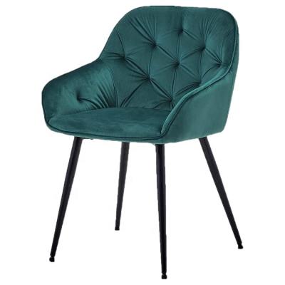 China Affordable Fabric Upholstered Restaurant Reception Leisure Green Velvet Accent Dining Chairs With Armrest for sale