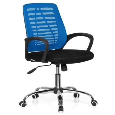 China Adjustable Back Classic Ergonomic Design Mid Swivel Blue Mesh Fabric Office Chair (Height) for sale