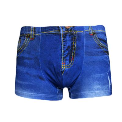 China Body Shaping Factory Direct Sale 3D Simulated Fashion Denim Men's Underwear Cotton Shorts for sale