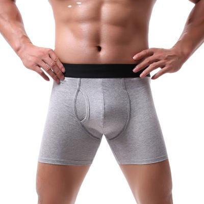 China QUICK DRY Men's Sports Briefs Lengthened Anti-Wear Open Crotch Boxers Pants Cotton Big Fat Running Men's Pants Waist for sale