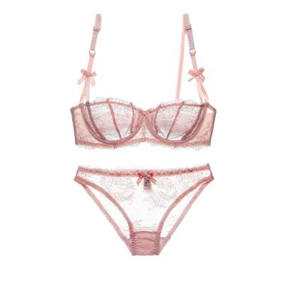 China QUICK DRY sale sexy ultra thin underwear women like Europe and America hot lace transparent without half pad cup bra bra set for sale