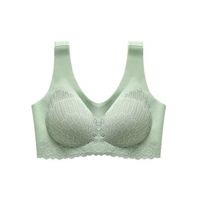 China Manufacturers QUICK DRY direct ice small back 4.0 thailand silk women's underwear latex 4.0 large breast breast bra vest lace for sale