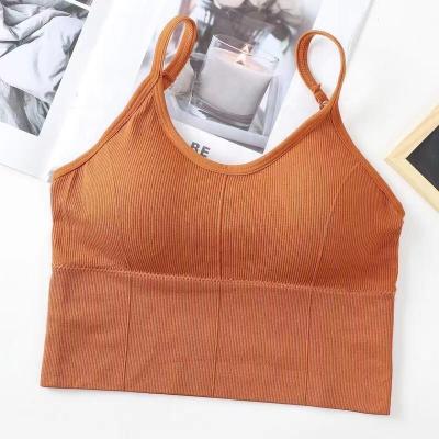 China QUICK DRY U-back summer Kaka underwear halter vest women's clothing outside the summer net red explosion with a chest pad bottom top for sale