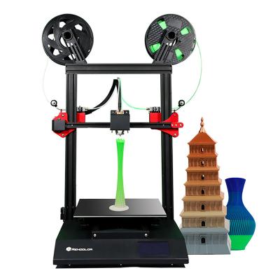 China IDEX multi-axis Rencolor DM-10 2 in 1 fashion large size multi color impressora 3d mixed color mixer FDM 3D printer for sale