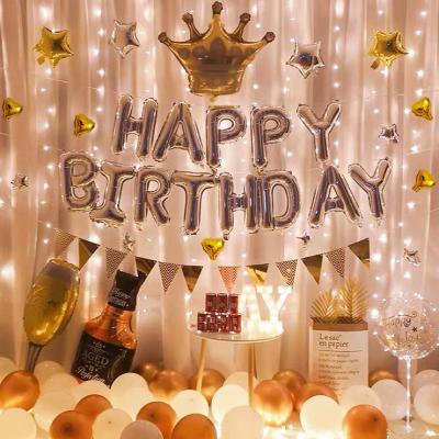 China Eco-friendly luxurious waterproof black gold party decorations include happy birthday letter foil balloons party set birthday decorations for sale