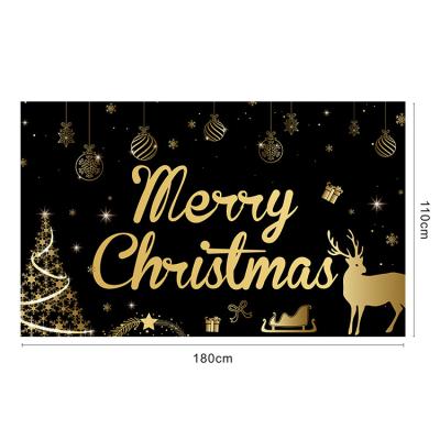 China Support Customization 2021 Merry Christmas Decor Background Waterproof Eco-friendly Banner For Indoor Outdoor Polyester Banner For Party Home Decor for sale