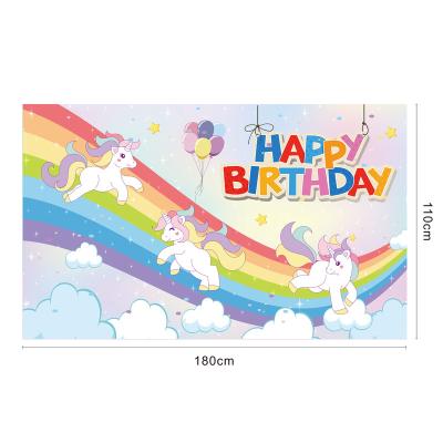 China Custom Printing Factory Birthday Banner Party Home Background Decorations Polyester Fabric Banner Eco-friendly Waterproof For Indoor Or Outdoor for sale