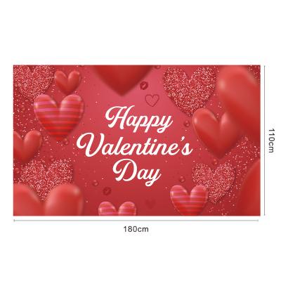 China Newest Festival Decorations 2022 Valentine Banner Large Fabric Love Valentine Backdrop Decor Holiday Decorations Manufacturer for sale