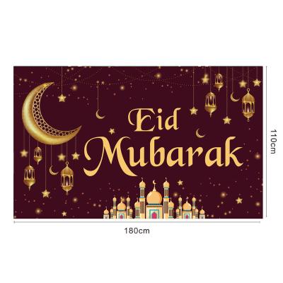 China Health Care Institute Ramadan Mubarak 2022 Hanging Banner With Moon Stars Castle Ornament Background Muslim Banner For Party Wall Home Decoration for sale