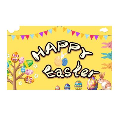 China 2022 Festival Decoration Easter Bunny Rabbit Colorful Eggs Photography Backdrop Happy Baby Shower Party Supplies Decor Banner for sale