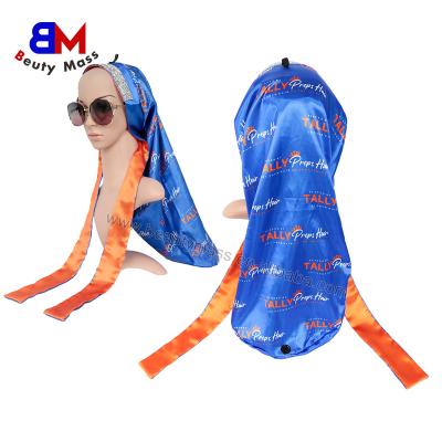 China Image Design New Long Double Layer Satin Hair Hood High Quality Silk Hood With Button for sale