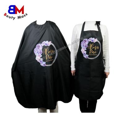 China Custom Image Logo Printed Hair Cutting Apron Personalized Hairdressing Cape For Hairdresser for sale