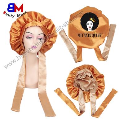 China Adult and Kids Casual Custom Hoods and Satin Hair Wraps Wholesale Tie Band Hair Hoods Sleep Hat Women Satin Night Hats for sale