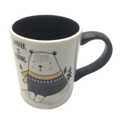 China 2021 Wholesale Lovely Handle Coffee Mug Ceramic Cartoon Animal Pattern Disposable Animal Mugs for sale