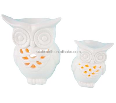 China White Ceramic Tea Light Owl Candle Warmer Gift/Christmas Home Decoration Decor for sale