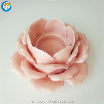 China 2021 Home Decoration Other Lotus Flower Tealight Ceramic Colorful Candle Holder for sale