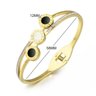 China TRENDY Personalized Ladies Women Jewelry Expandable Permanent Zircon Cuff Bangle Stainless Steel Bracelet for sale