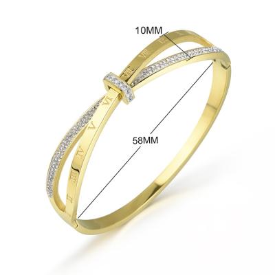 China TRENDY Wholesale Personality Designer Fashion 18K Gold Plated  Cuff Bangle Jewelry Women Stainless Steel Bracelet for sale