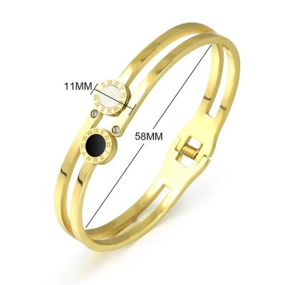 China TRENDY Unique Design Bangle Inspirational Zircon Cuff Stainless Steel Bracelet for sale