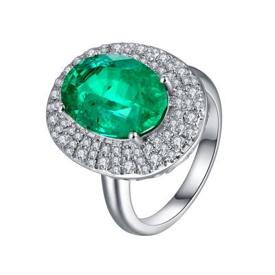 China Emerald Rings Chinese Professional Wholesale Created Customized Silver Emerald 925 Oval Zircon Wedding Ring Designs Women Jewelry Logo New for sale