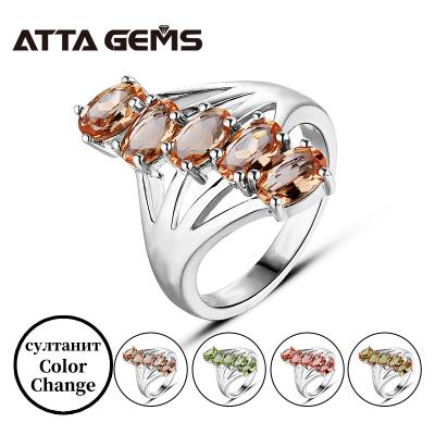 China Orange Change Colors Zultanite Gemstone Ring For Women Solid 925 Sterling Silver Color Change Diaspore Stone Ring Gifts Fine Jewelry for sale