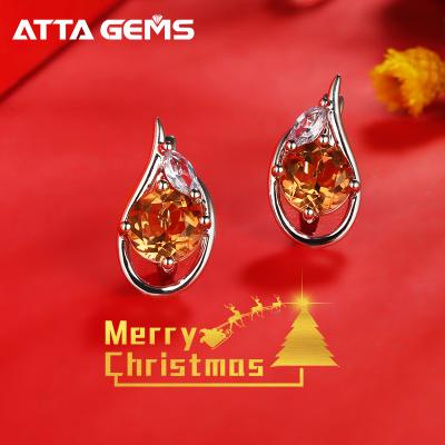 China Orange Change Colors Zultanite Gemstone Clip Earrings For Women Solid 925 Sterling Silver Color Change Diaspore Stone Earrings Fine Jewelry for sale