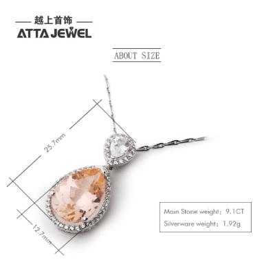 China Popular fashional silver 925 jewelry created silver morganite nano pear #777 925 pendant for sale