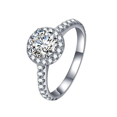 China Nickel Free & Lead Free 18K White Gold Solid 925 Sterling Silver 1 Carat 6.5mm GH Color Women Moissanite Diamond Engagement Rings Bridal Jewelry for sale