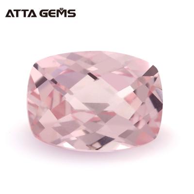 China Color Play or Fire Pink Morganite Sapphire Synthetic Corundum Cushion Cut Loose Gemstone for sale