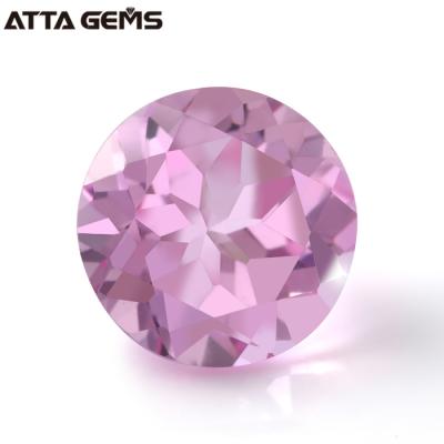 China Color Play or Fire Round Cut Synthetic Lab #2 Created Pink Sapphire Gemstone Loose Stone for sale