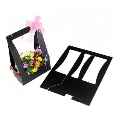 China Small Recyclable Waterproof Eco Friendly Foldable Paper Flower Box With Handle for sale