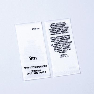 China Sustainable Custom Satin Wash Labels Print For Apparel for sale