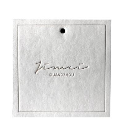 China Viable Customized Embossed Paper Logo Card Recycled Garment Hang Tags Design Apparel for sale