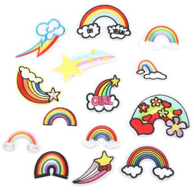 China Custom 3D Fashion DIY Rainbow Embroidery Patch For Apparel for sale