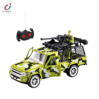 China RC Model Newly Designed 4 Channel Open Door Remote Control Pickup Truck Plastic Army Men Play and Cars for sale